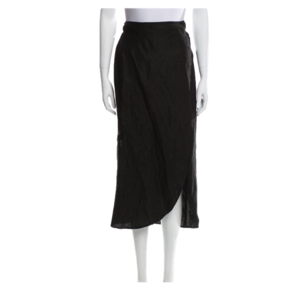 Reformation Elegant Black Linen Women's Skirt SzS Minimalist Scandi Girl Street